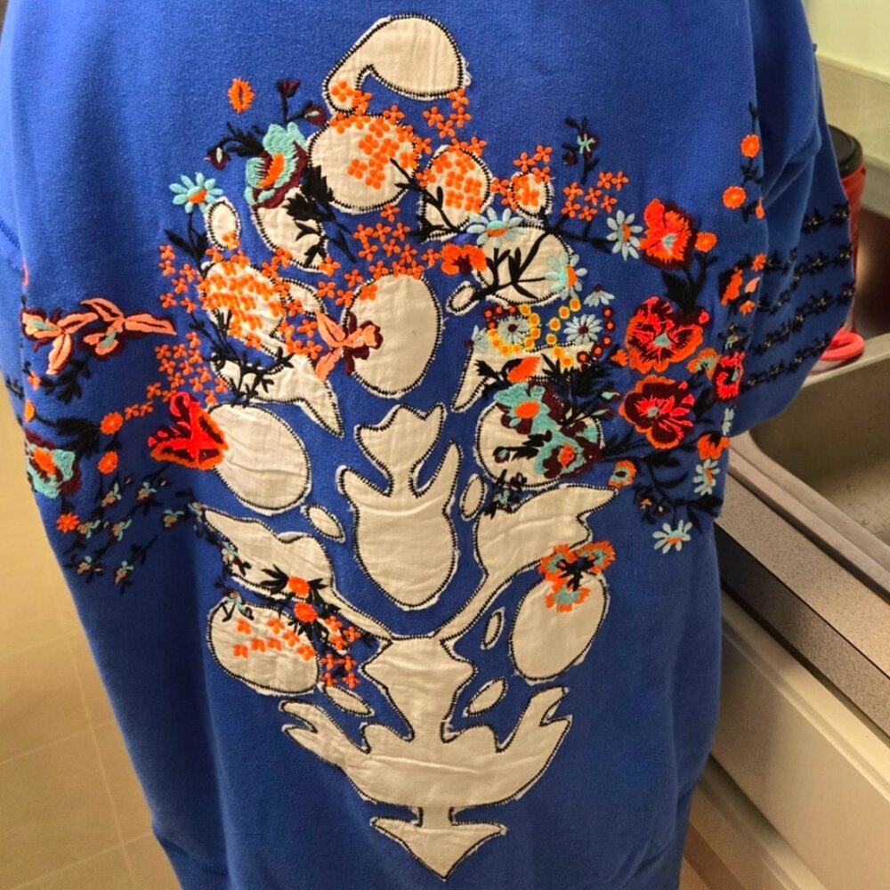NWT FP Movement At My Best Embroidered Sweat Hoodie In Steller Blue SOLD OUT COL - Picture 5 of 6